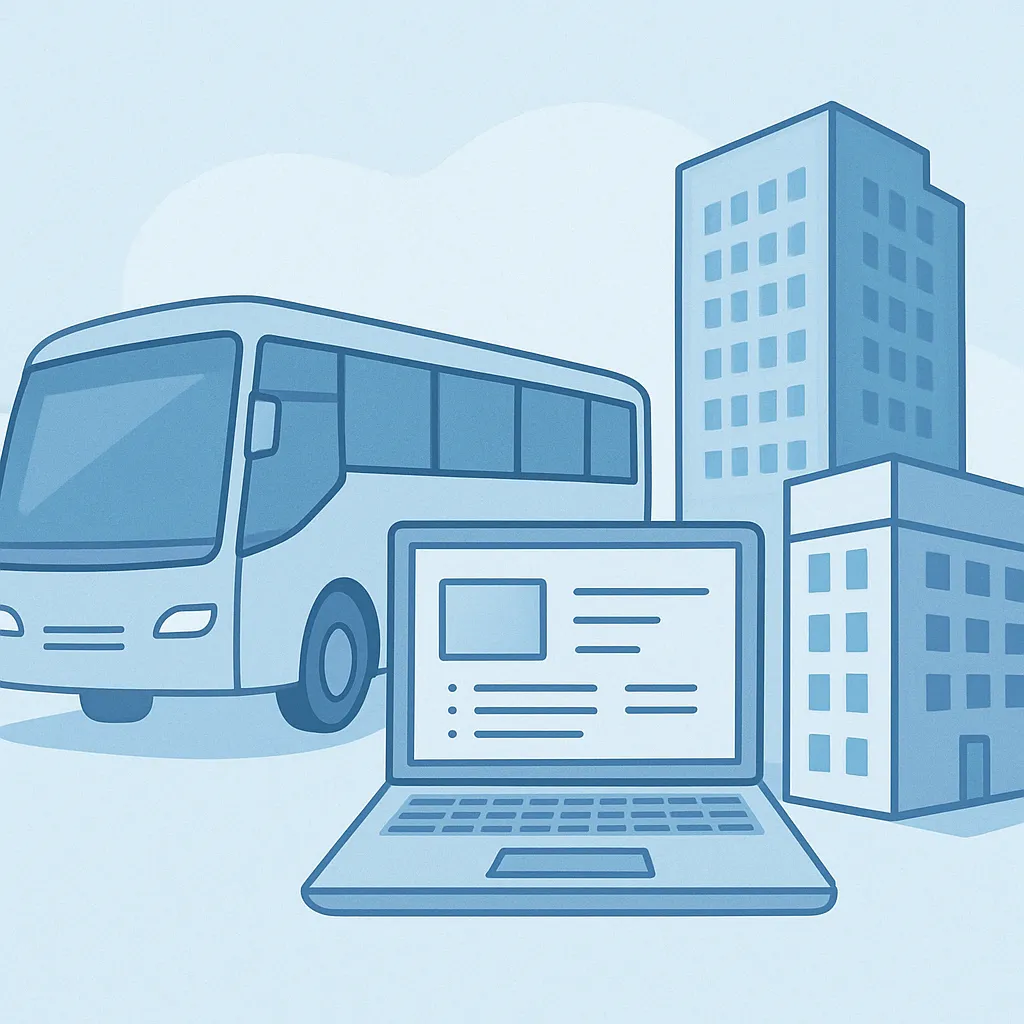Illustration of transportation, technology and real estate industries